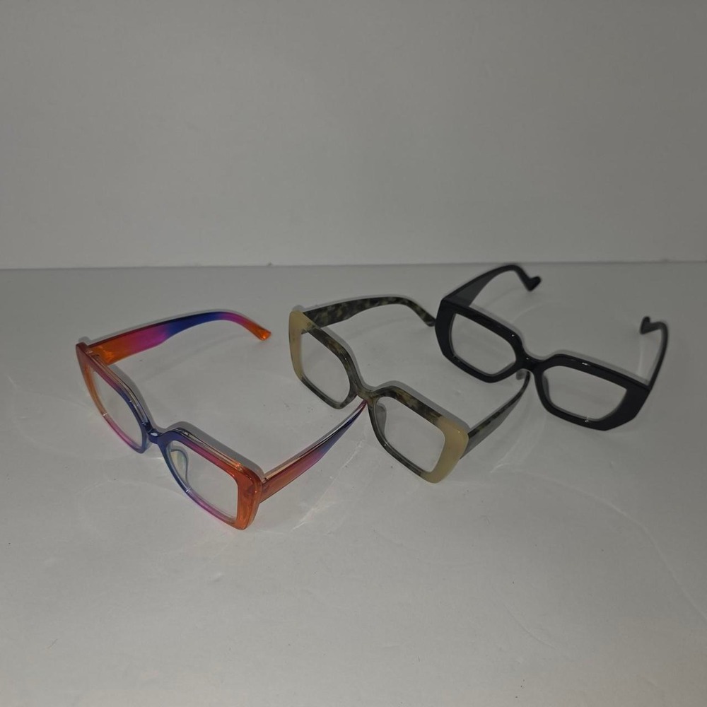 Y2K Rectangle Eyeglass Frames Bundle | 3 Pairs | Colorful, Tortoise & Black